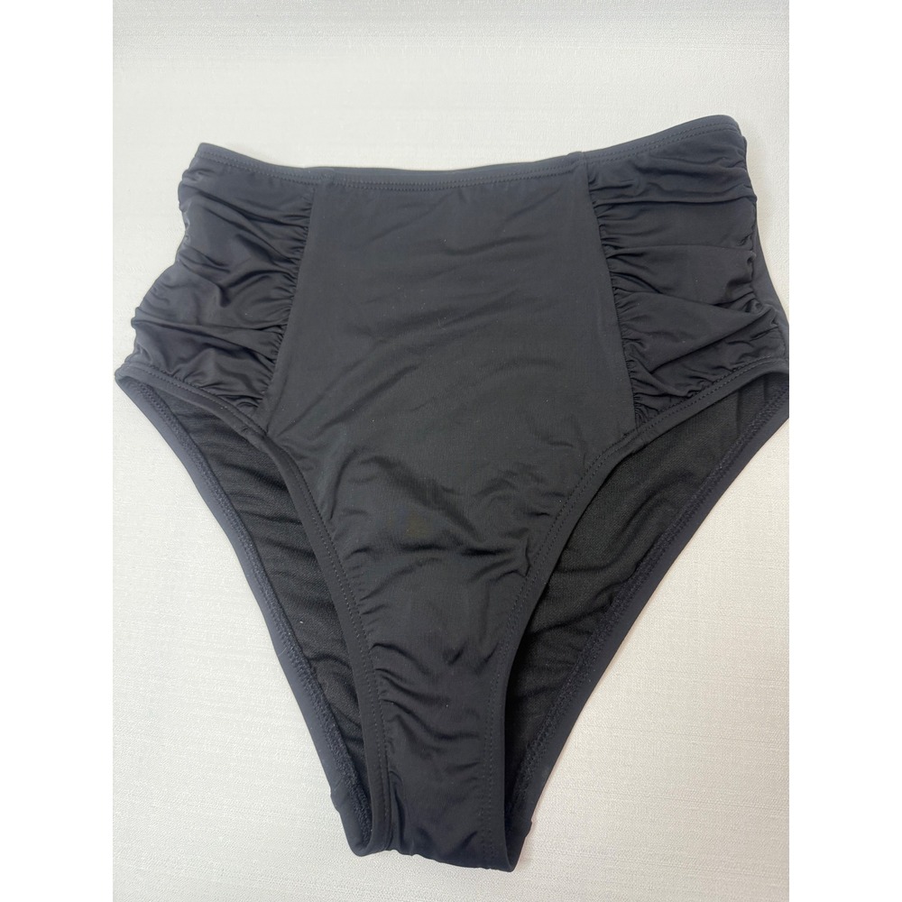 Bar III Womens High Waist Ruched Bikini Bottom Black XS 6MBDX99M New